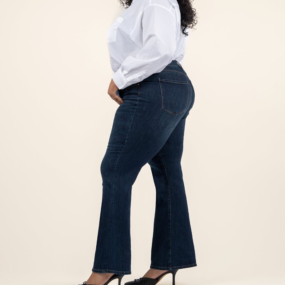 Kut from the Kloth Ana High Rise Flare, Plus Size 16W16W / Neutral W/Dk Stone Ba - Picture 2 of 3